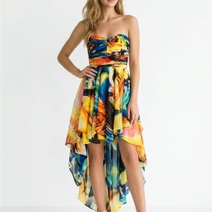 Arden B Vibrant Strapless Midi Dress